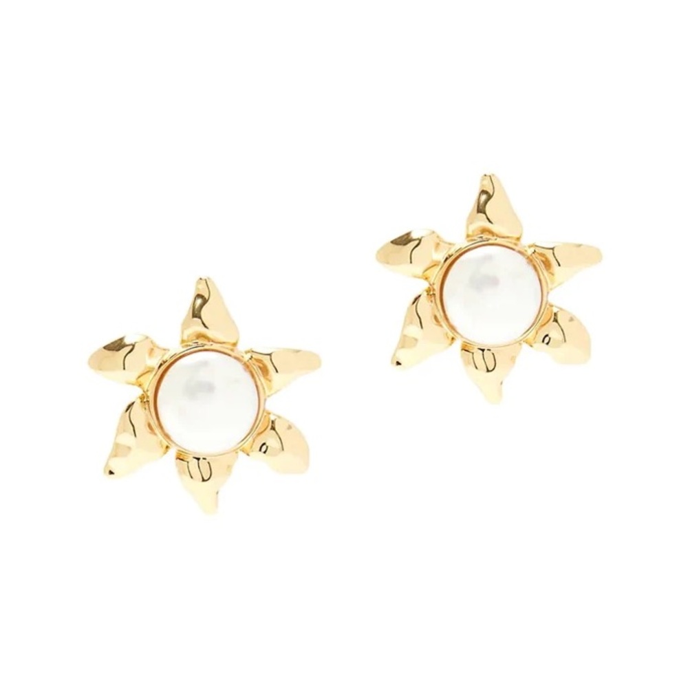 Mignonne Gavigan pearl sunburst Addie stud gold earrings